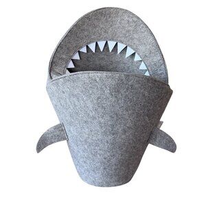 Little Stackers Gray Shark Felt Basket Hamper Toy Storage